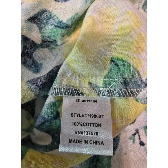 Chloe+Rene Lemon Print Maxi Dress Sleeveless 100% Cotton Summer Wear M - Picture 9 of 9